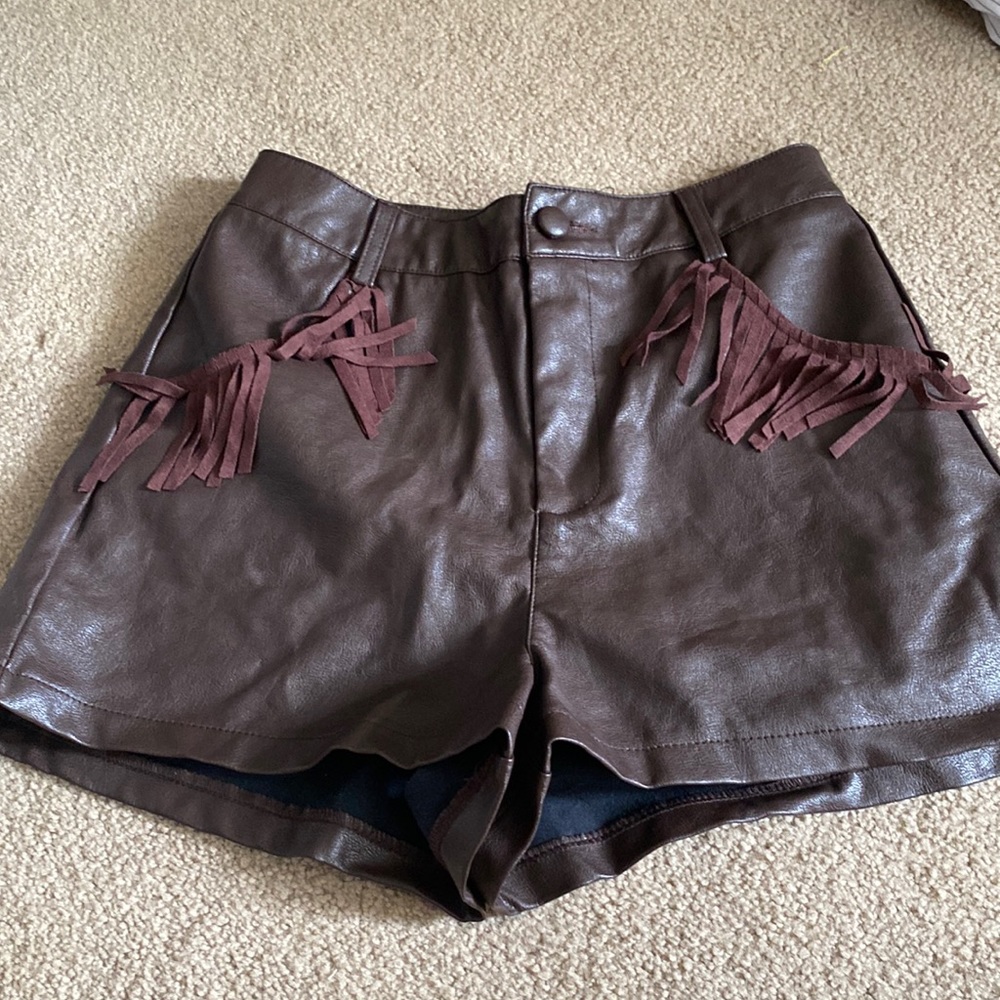 Kittenish small brown pleather shorts - Picture 1 of 2
